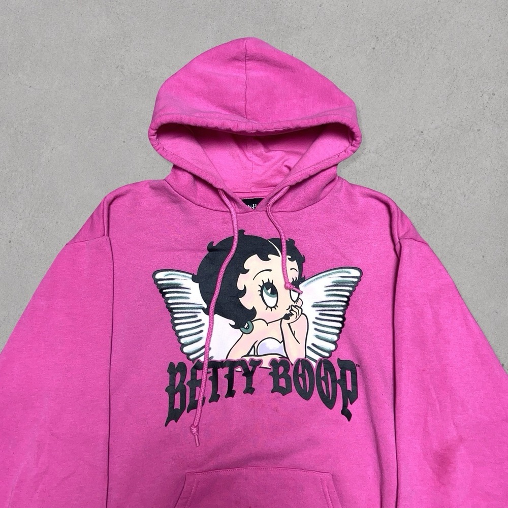 Betty Boop Angel Wings Hoodie Women's Medium Graphic Pullover Y2K Pink - Picture 4 of 9